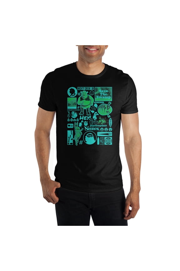 Dreamrks Shrek Animated Movie Flash Sheet Black Graphic Tee - L