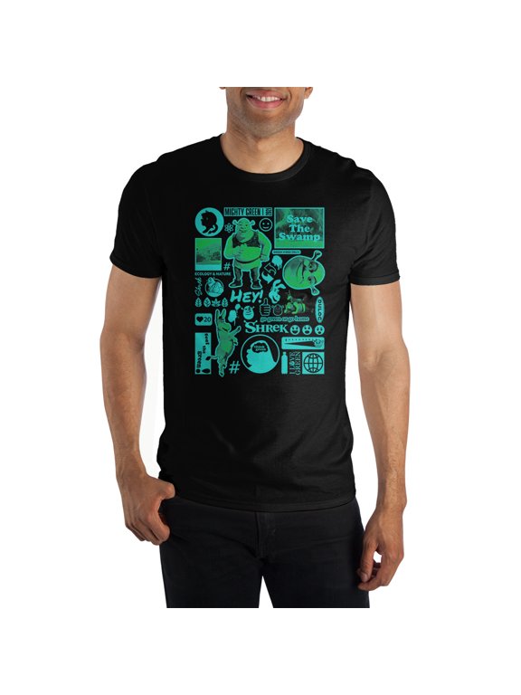 Dreamrks Shrek Animated Movie Flash Sheet Black Graphic Tee - L