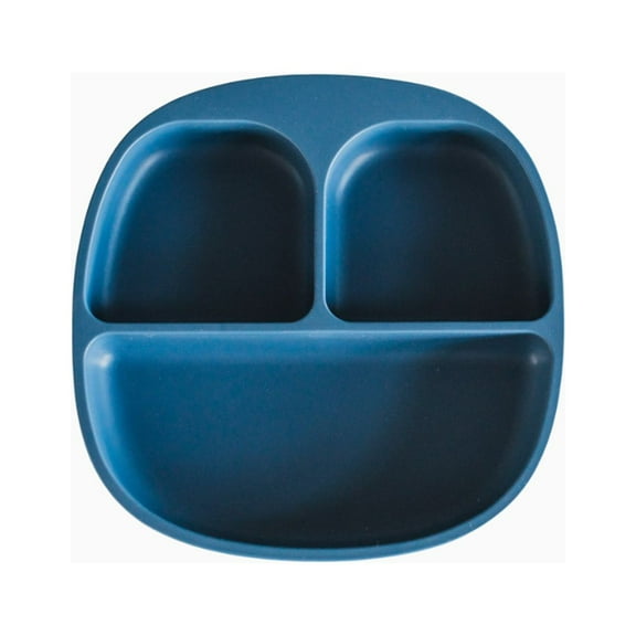 Dreamroo Silicone Divided Suction Plate, Baby and Toddler for Ages 6 months+, BPA Free, Microwave & Dishwasher Safe, Blue