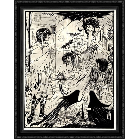 Dreams 28x36 Large Black Ornate Wood Framed Canvas Art by Aubrey Beardsley