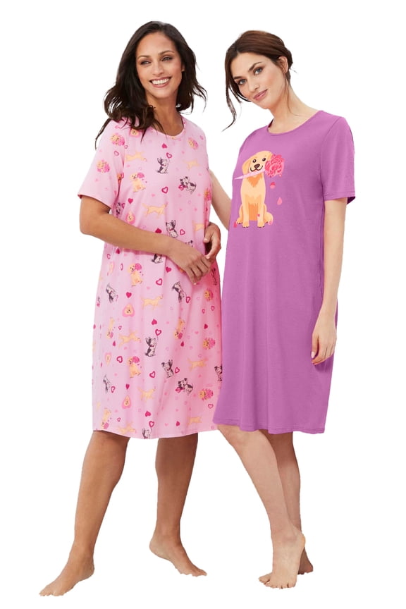 Plus Size 2-Pack Short-Sleeve Sleepshirt