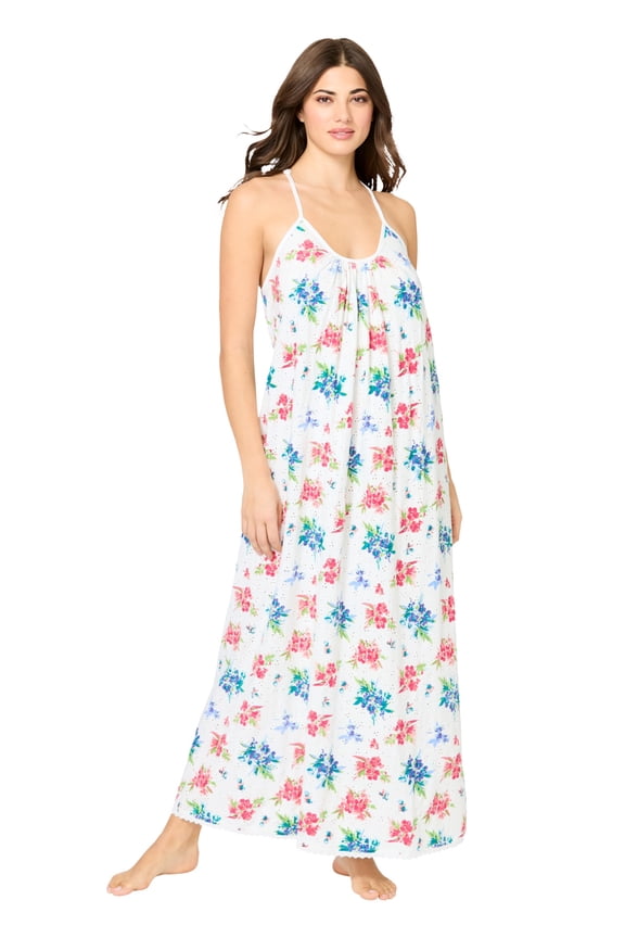 Plus Size Breezy Eyelet Knit Long Nightgown