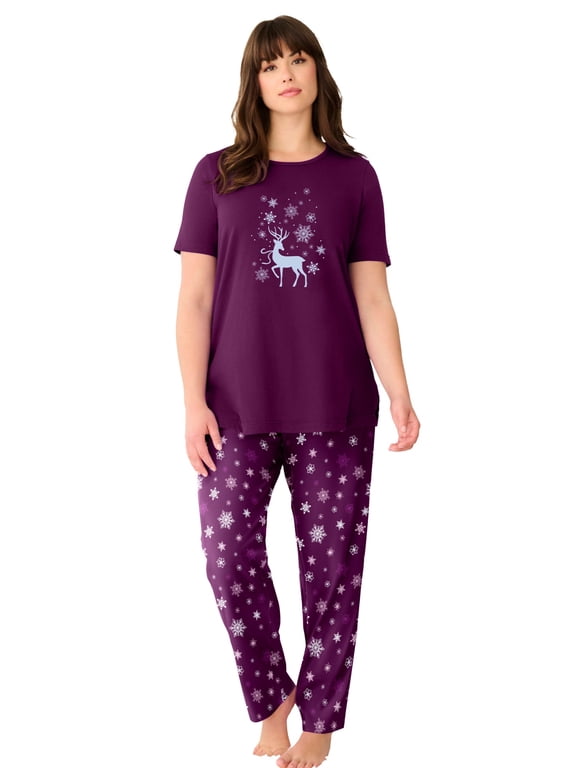 Plus Size Graphic Tee Pure Cotton PJ Set