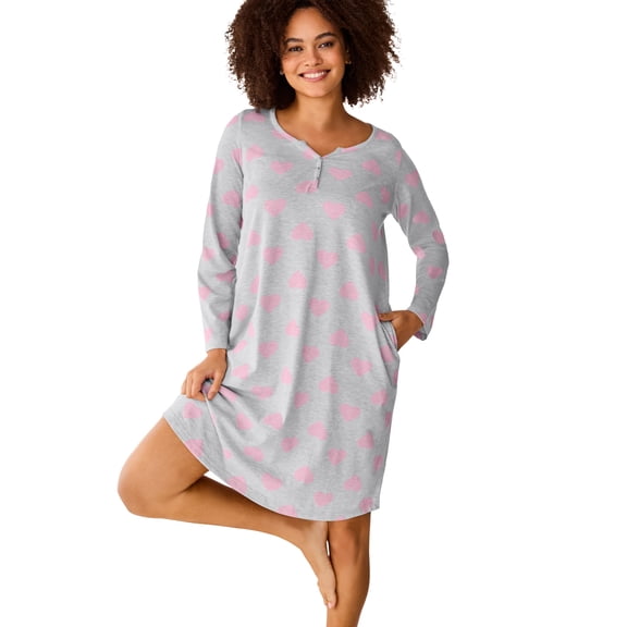 Dreams & Co. Plus Size  Henley Sleepshirt