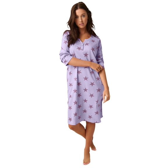 Dreams & Co. Plus Size  Henley Sleepshirt