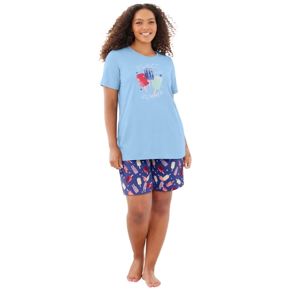 Dreams & Co. Plus Size Knit Pj Short Set