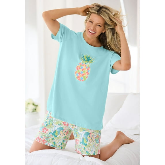 Dreams & Co. Plus Size Knit Pj Short Set