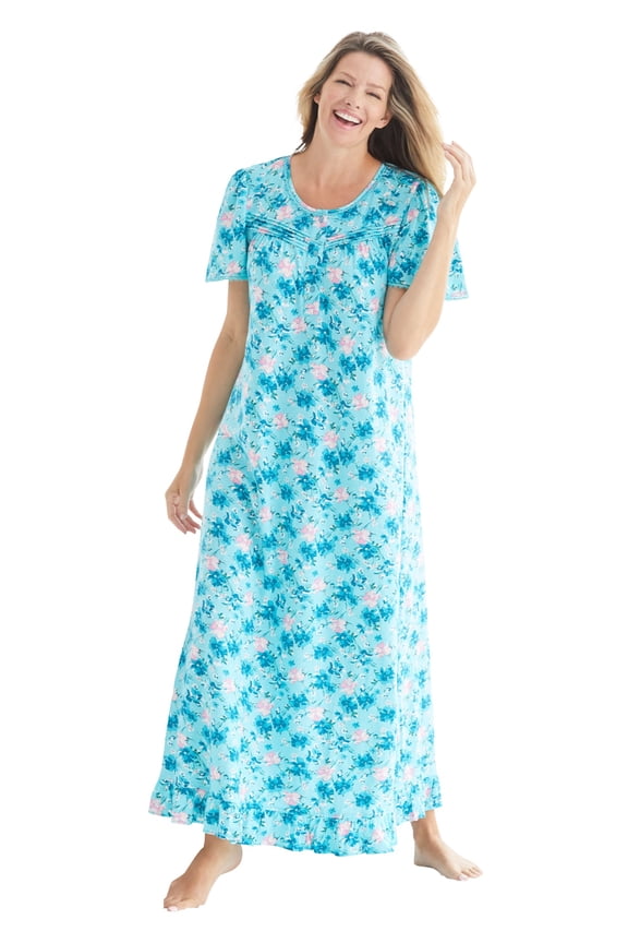 Plus Size Petite Long Floral Print Cotton Gown