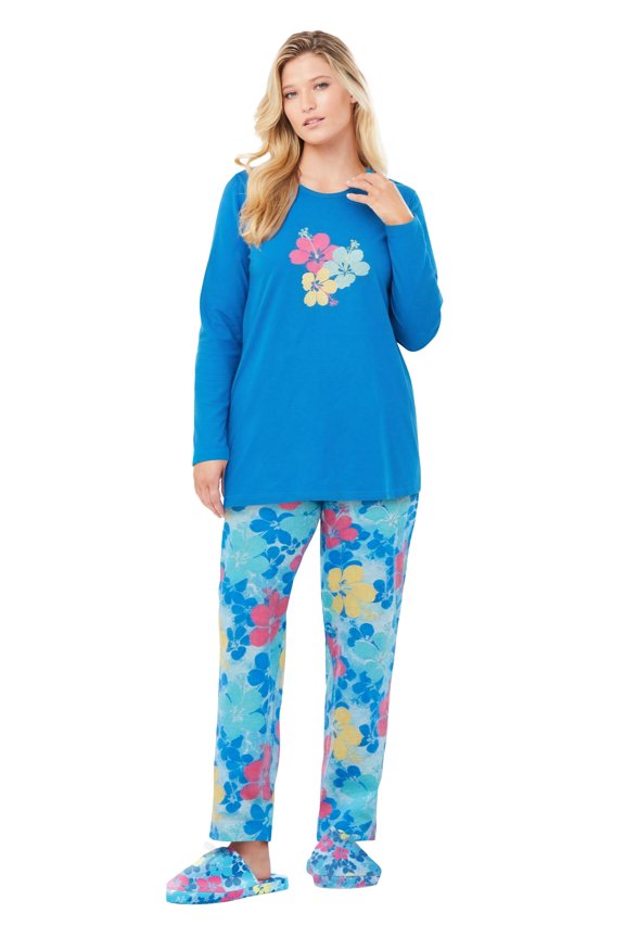 Plus Size Long Sleeve Knit PJ Set