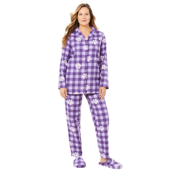 Dreams & Co. Plus Size Classic Flannel Pajama Set