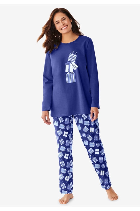 Plus Size Petite Long Sleeve Knit PJ Set