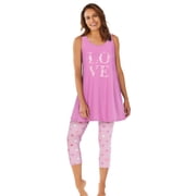 Dreams & Co. Plus Size Scoopneck Tank & Capri Legging PJ Set