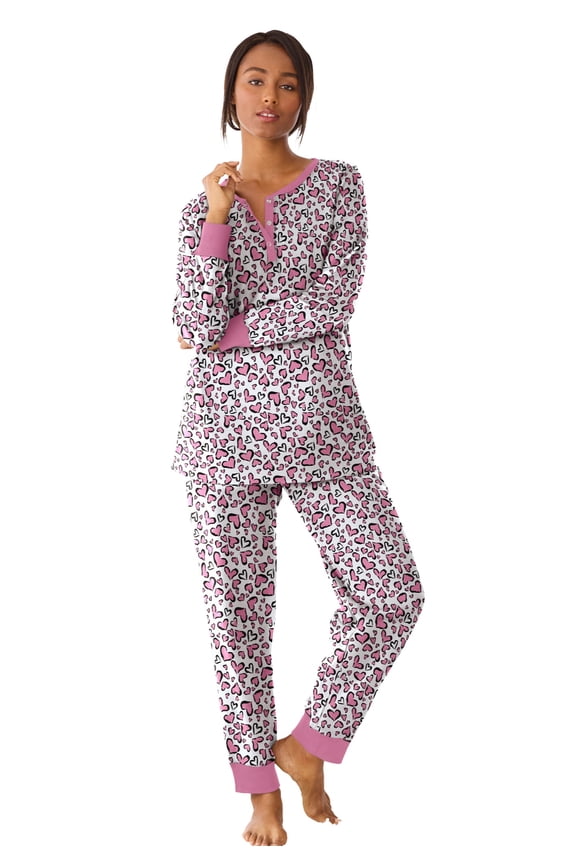 Plus Size Thermal Henley Pajama Set