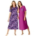 thumbnail image 1 of Dreams & Co. Plus Size 2-Pack Long Henley Sleepshirt, 1 of 5