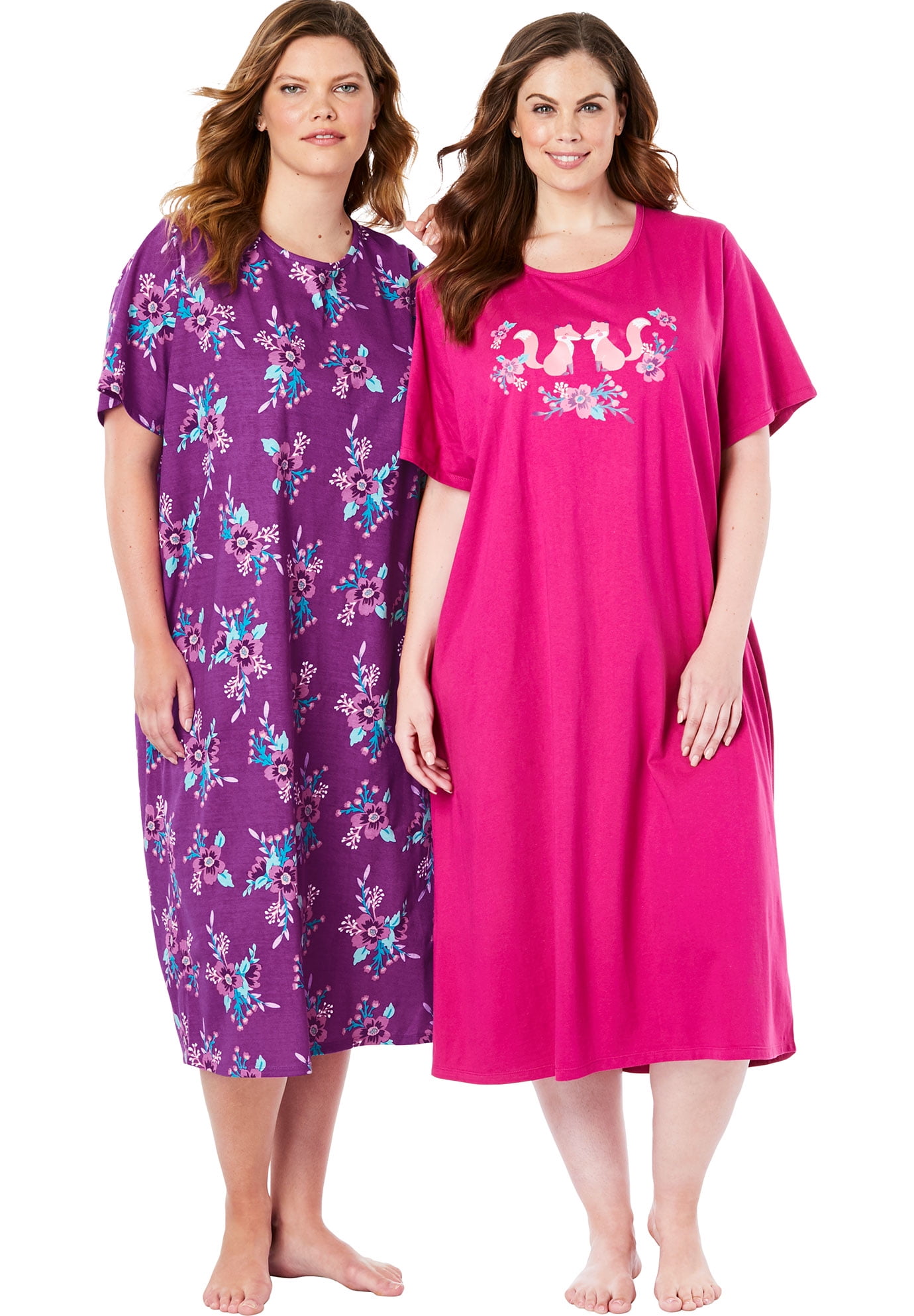 Dreams & Co. Women's Plus Size 2Pack Long Sleepshirts Nightgown