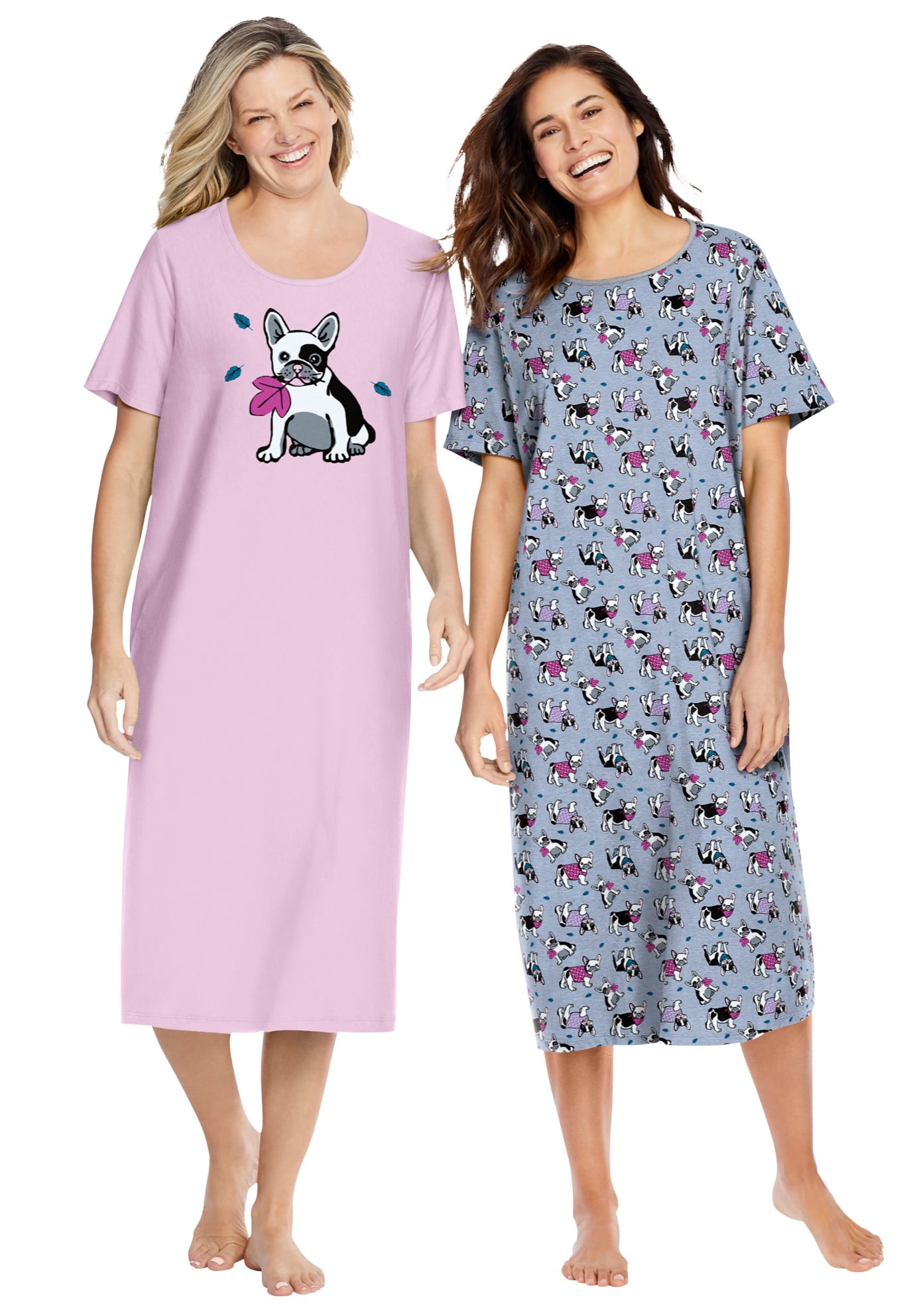 Dreams & Co. Women's Plus Size 2Pack Long Sleepshirts Nightgown