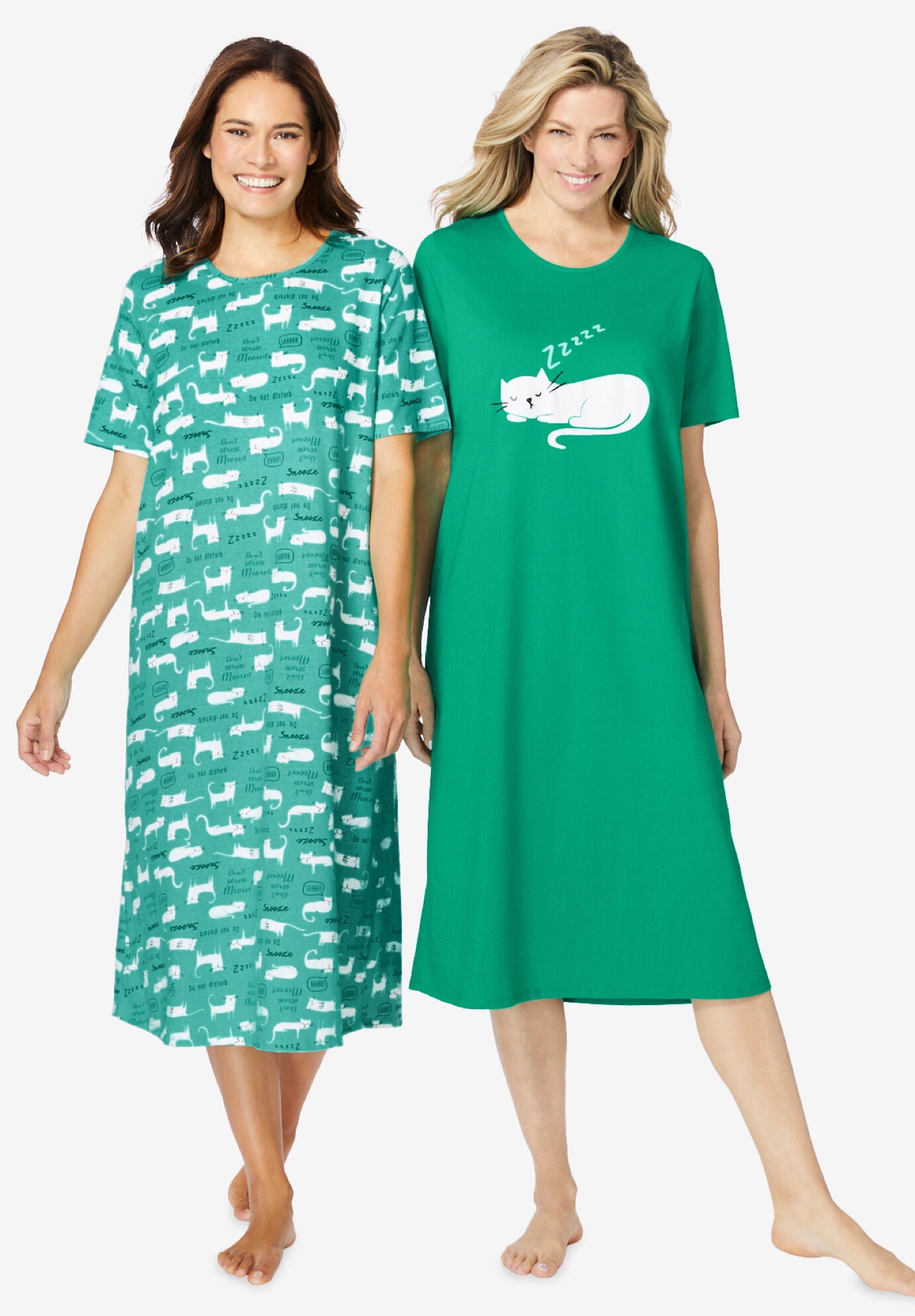 Dreams & Co. Women's Plus Size 2Pack Long Sleepshirts Nightgown