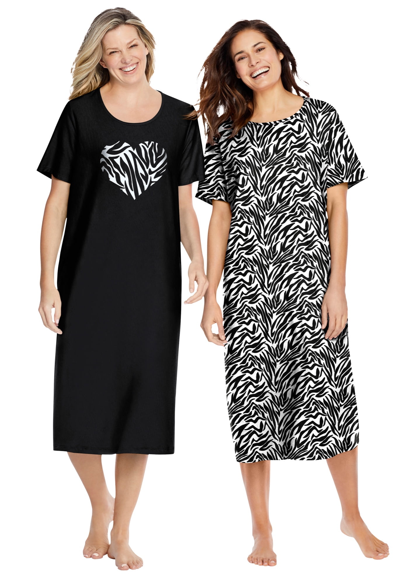 Dreams & Co. Women's Plus Size 2Pack Long Sleepshirts Nightgown