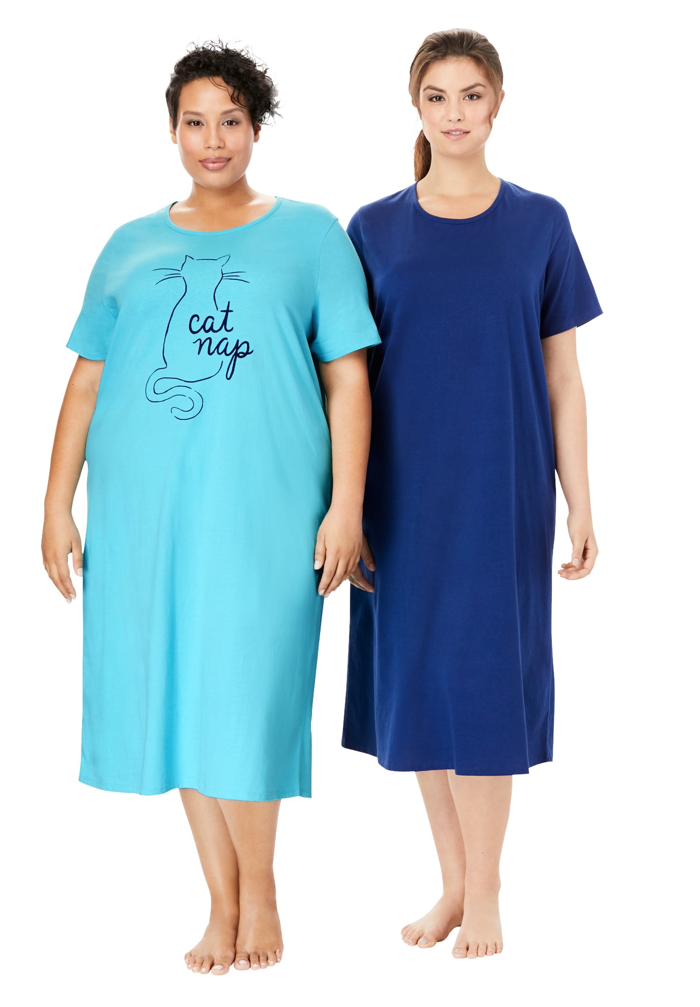 Dreams & Co. Women's Plus Size 2Pack Long Sleepshirts Nightgown