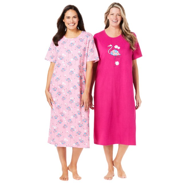 Dreams & Co. Women's Plus Size 2Pack Long Sleepshirts Nightgown