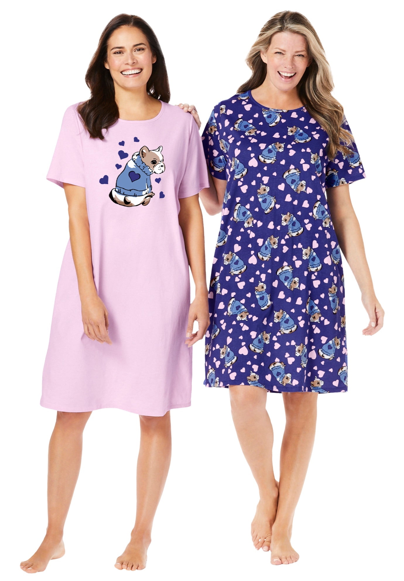 Dreams & Co. Women's Plus Size 2Pack Long Sleepshirts Nightgown