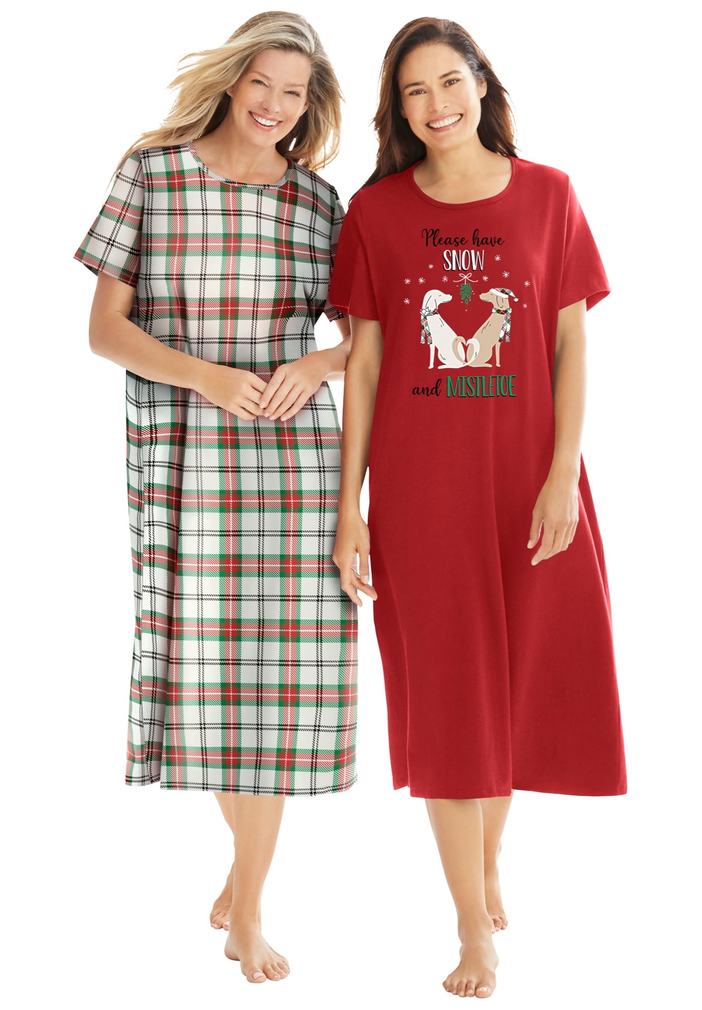 Dreams & Co. Women's Plus Size 2Pack Long Sleepshirts Nightgown