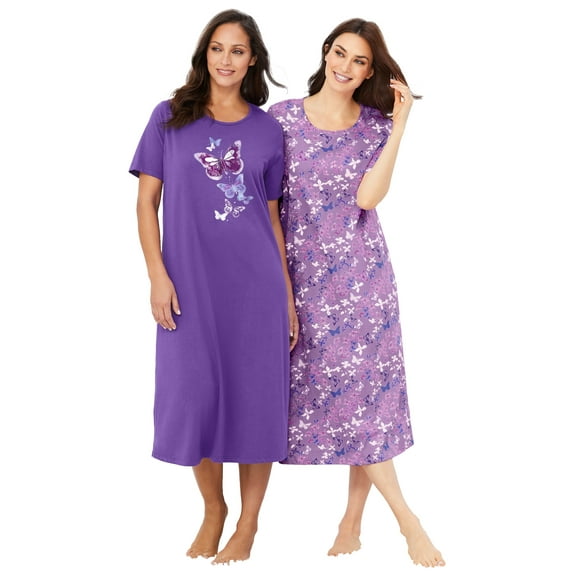 Dreams & Co. Plus Size 2-Pack Long Sleepshirts