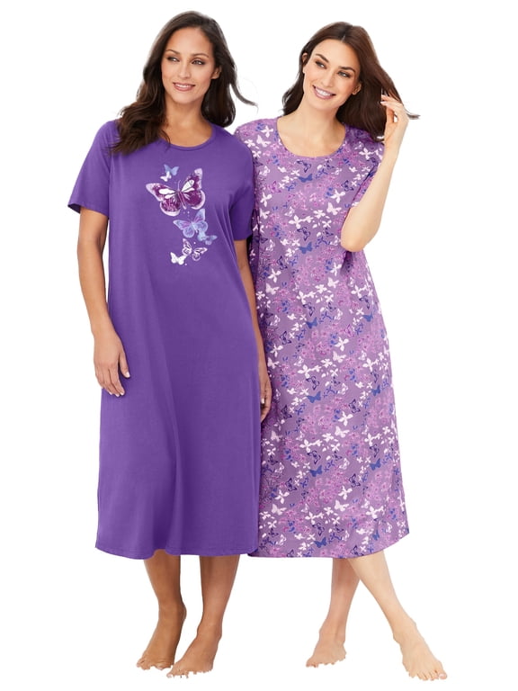 Plus Size 2-Pack Long Sleepshirts