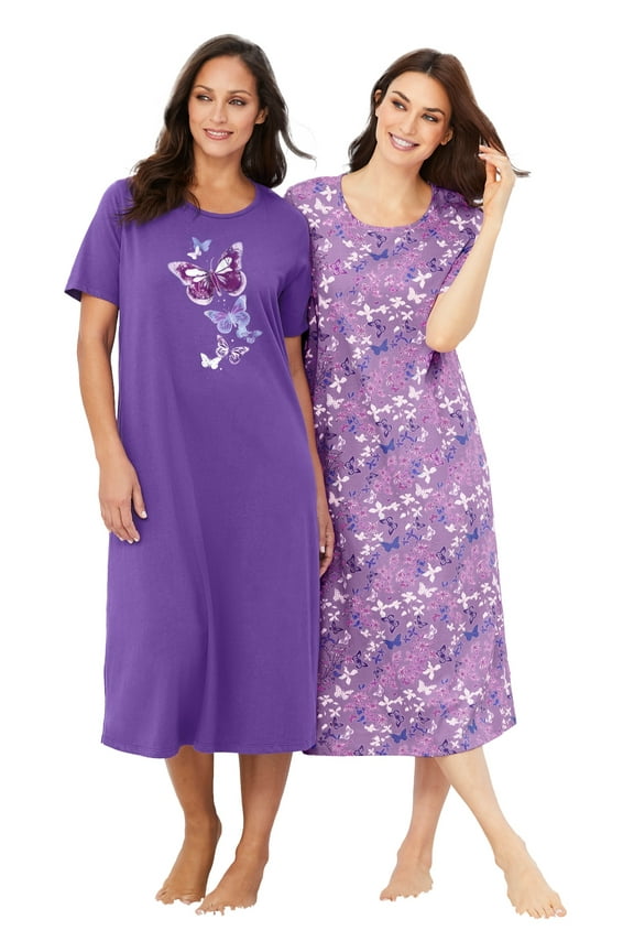 Plus Size 2-Pack Long Sleepshirts