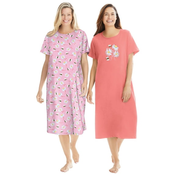 Dreams & Co. Plus Size 2-Pack Long Sleepshirts