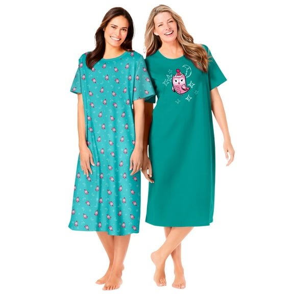 Dreams & Co. Plus Size 2-Pack Long Sleepshirts