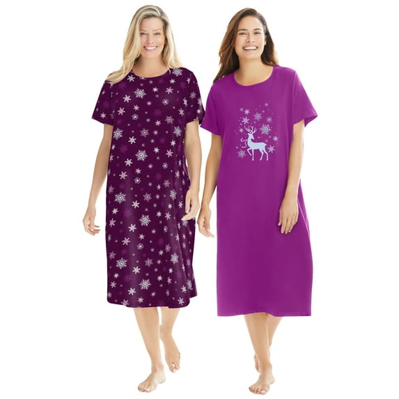 Dreams & Co. Plus Size 2-Pack Long Sleepshirts