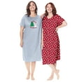 thumbnail image 1 of Dreams & Co. Plus Size 2-Pack Long Sleepshirts, 1 of 6