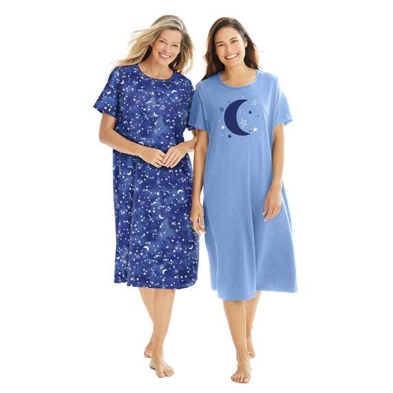 Dreams & Co. Plus Size 2-Pack Long Sleepshirts