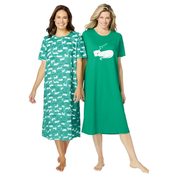 Dreams & Co. Plus Size 2-Pack Long Sleepshirts