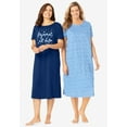 thumbnail image 1 of Dreams & Co. Plus Size 2-Pack Long Sleepshirts, 1 of 6