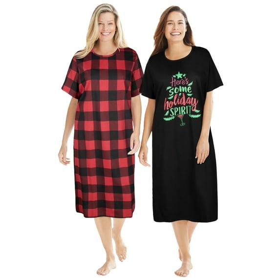 Dreams & Co. Plus Size 2-Pack Long Sleepshirts
