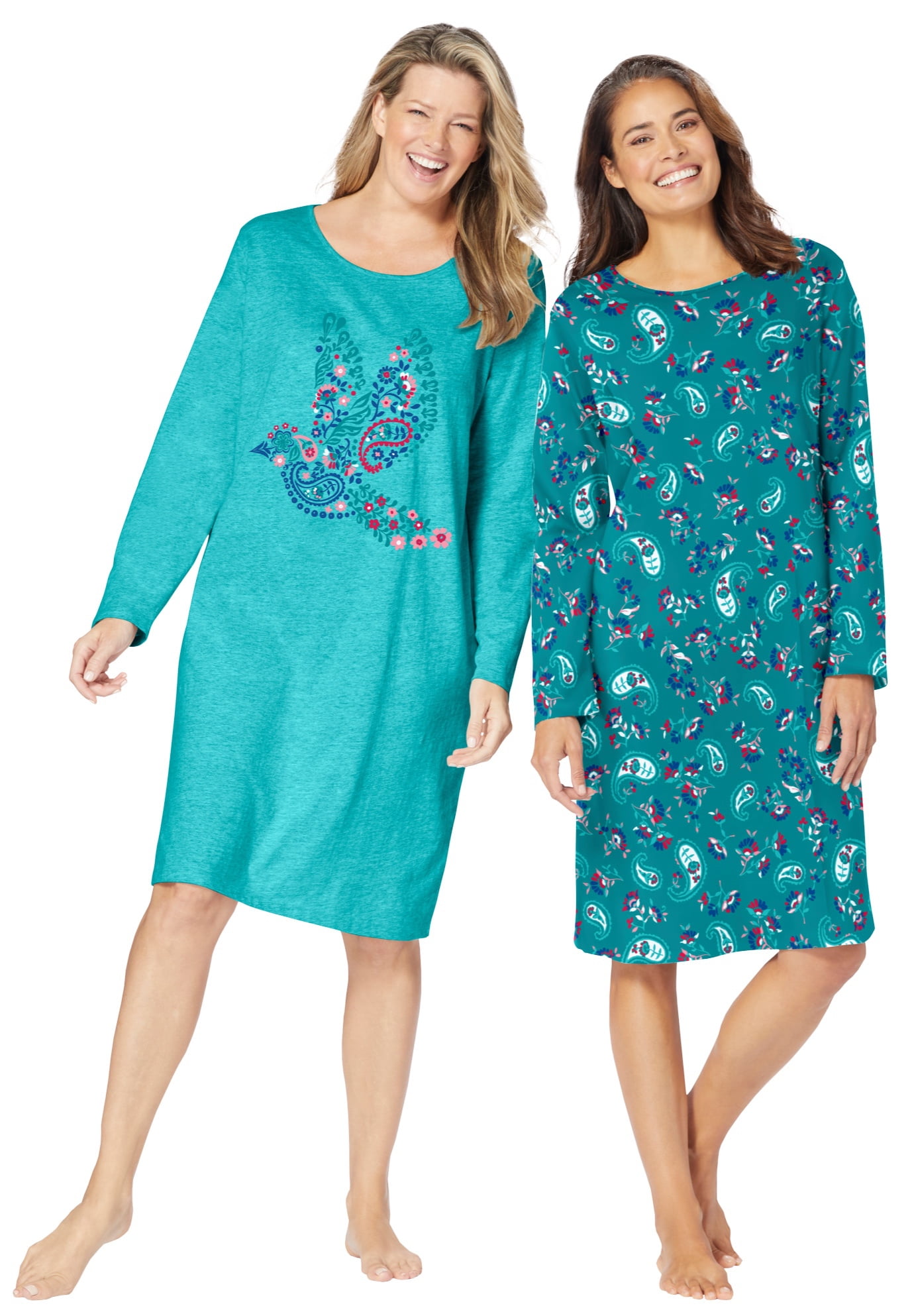 Dreams & Co. Women's Plus Size 2Pack LongSleeve Sleepshirt Nightgown