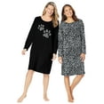 thumbnail image 1 of Dreams & Co. Plus Size 2-Pack Long-Sleeve Sleepshirt, 1 of 6