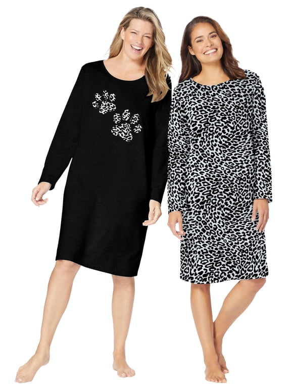 Plus Size 2-Pack Long-Sleeve Sleepshirt