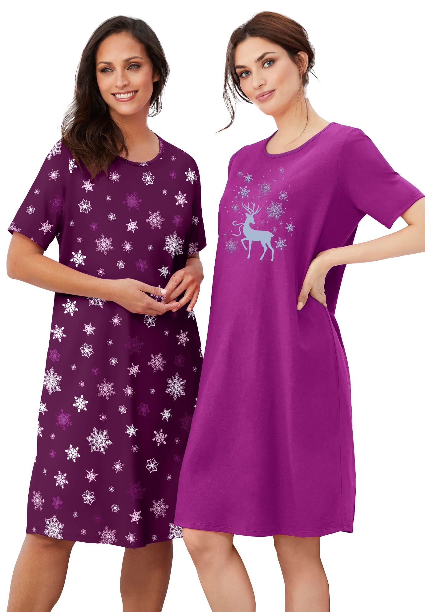 Dreams Plus Size & Sleepshirt Women\'s Short-Sleeve Co. Nightgown 2-Pack