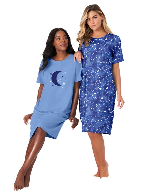 Plus Size 2-Pack Short-Sleeve Sleepshirt