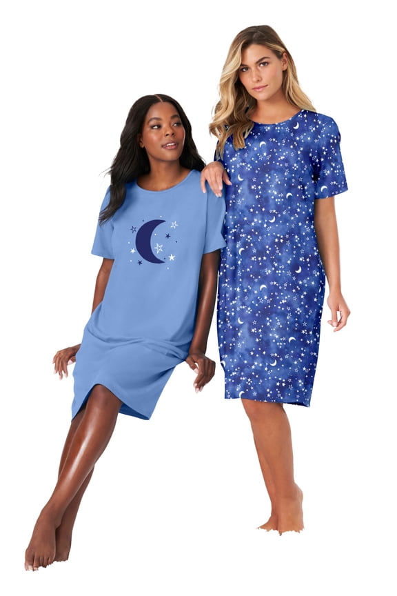 Plus Size 2-Pack Short-Sleeve Sleepshirt