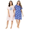 thumbnail image 1 of Dreams & Co. Plus Size 2-Pack Short-Sleeve Sleepshirt, 1 of 6