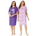 thumbnail image 1 of Dreams & Co. Plus Size 2-Pack Short-Sleeve Sleepshirt, 1 of 5