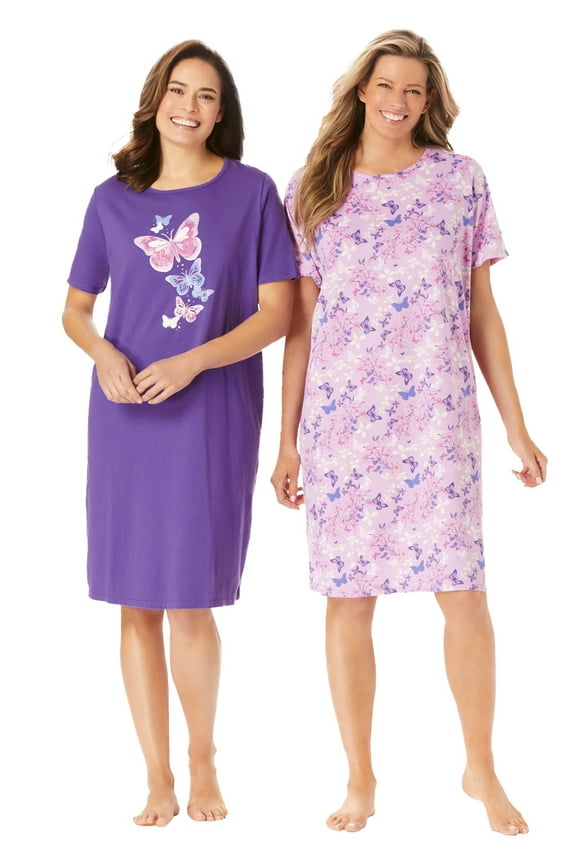 Plus Size 2-Pack Short-Sleeve Sleepshirt