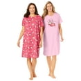 thumbnail image 1 of Dreams & Co. Plus Size 2-Pack Short-Sleeve Sleepshirt, 1 of 6