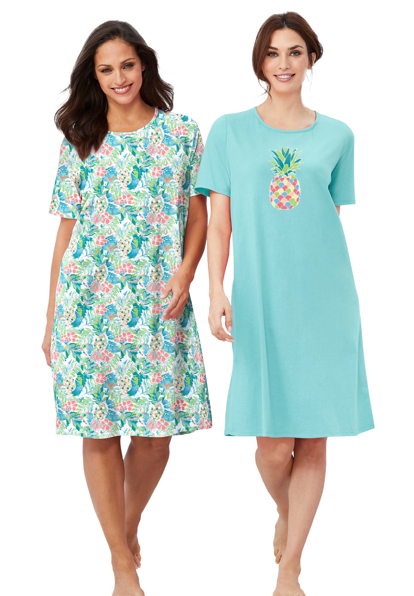 On The Plus Side - Cotton Ultra Soft Short Sleeve Sleep Tee - Plus