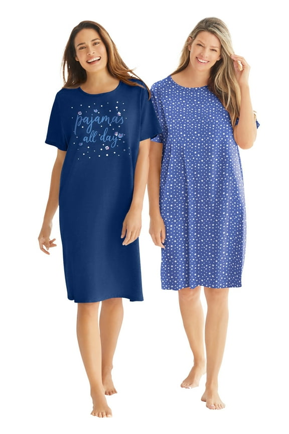Plus Size 2-Pack Short-Sleeve Sleepshirt