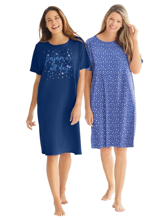 Plus Size 2-Pack Short-Sleeve Sleepshirt